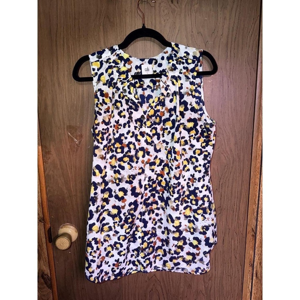Cabi chebetas print multi color sheer tank V- neck size L